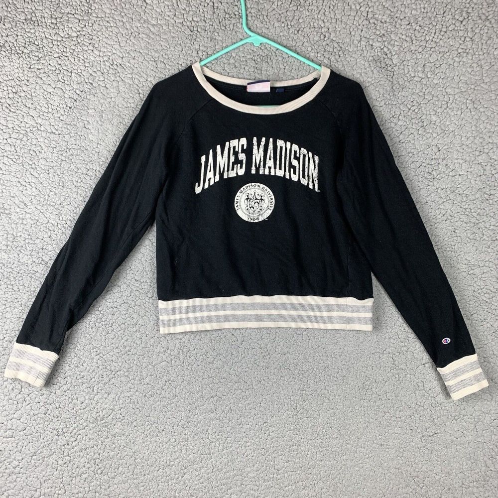 James Madison University Crop Crewneck Sweatshirt Size M Women's Champion VTG
